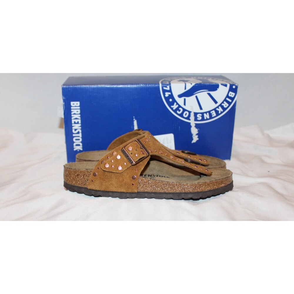 Birkenstock Gizeh Rivet Women's Leather Thong Sandals EU 37 REGULAR MINK